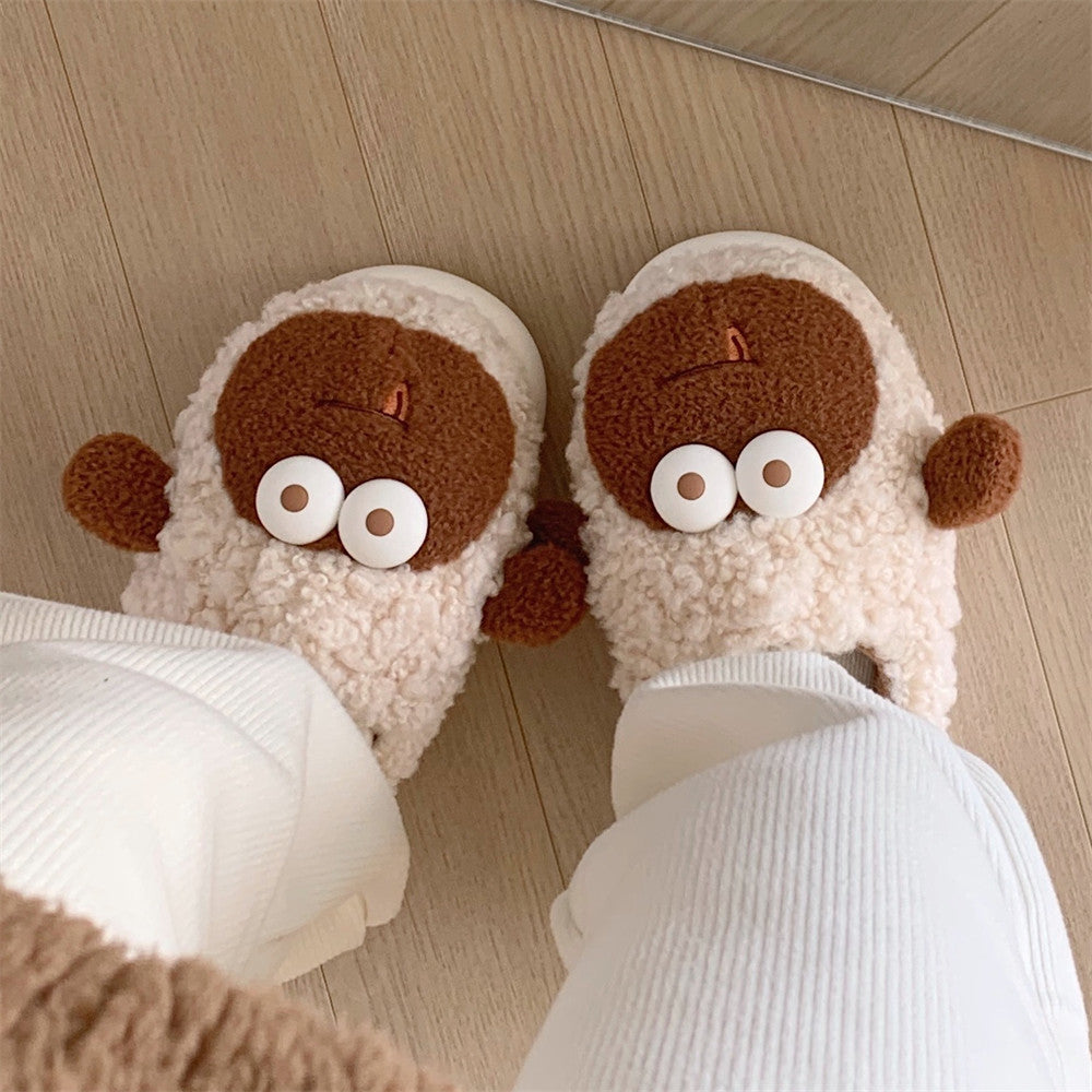 Cute Big Eyes Sheep Home Warm Cotton Slippers Winter