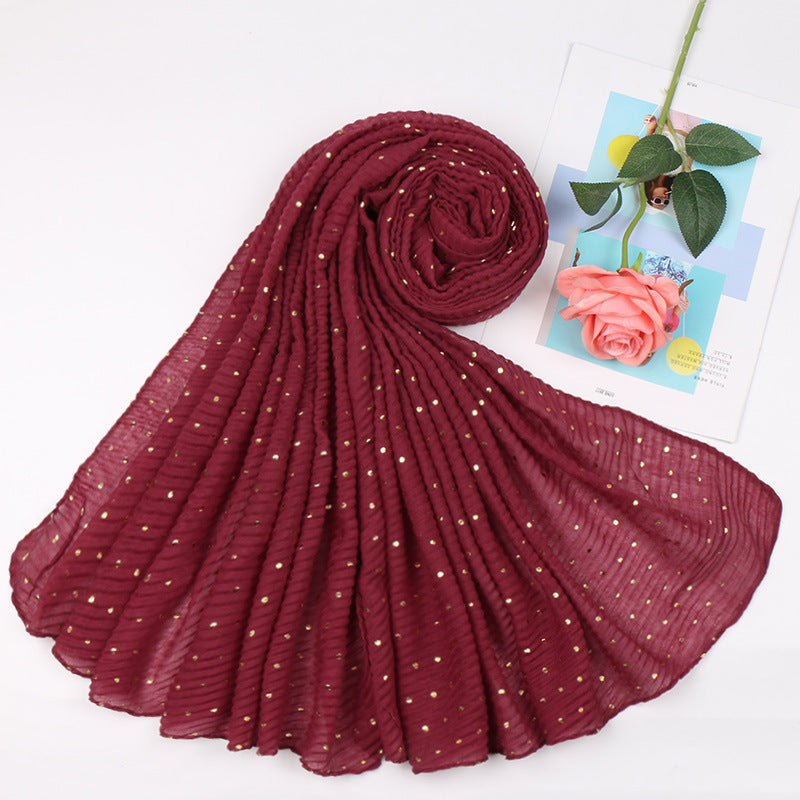 Sprinkle gold folds bronzing cotton and linen scarf