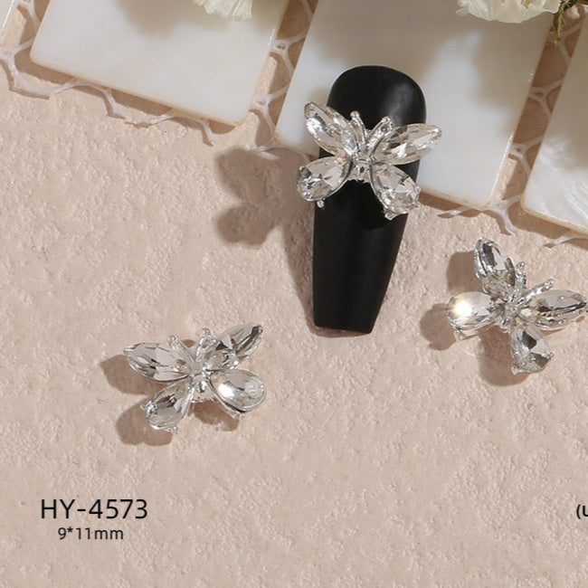 New Nail Beauty Butterfly Silver Metal Alloy Rhinestone DIY Ornament Accessories