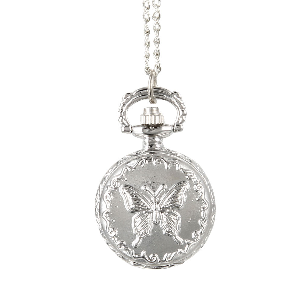 Ladies silver butterfly pocket watch