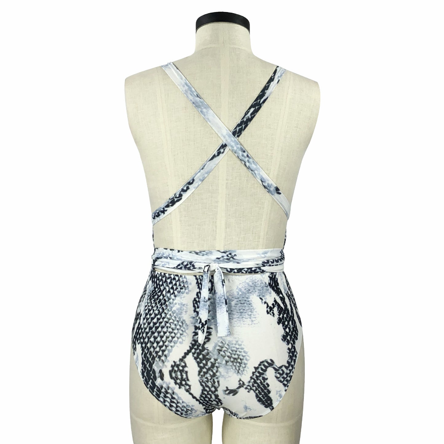 Vintage print cover belly deep V backless