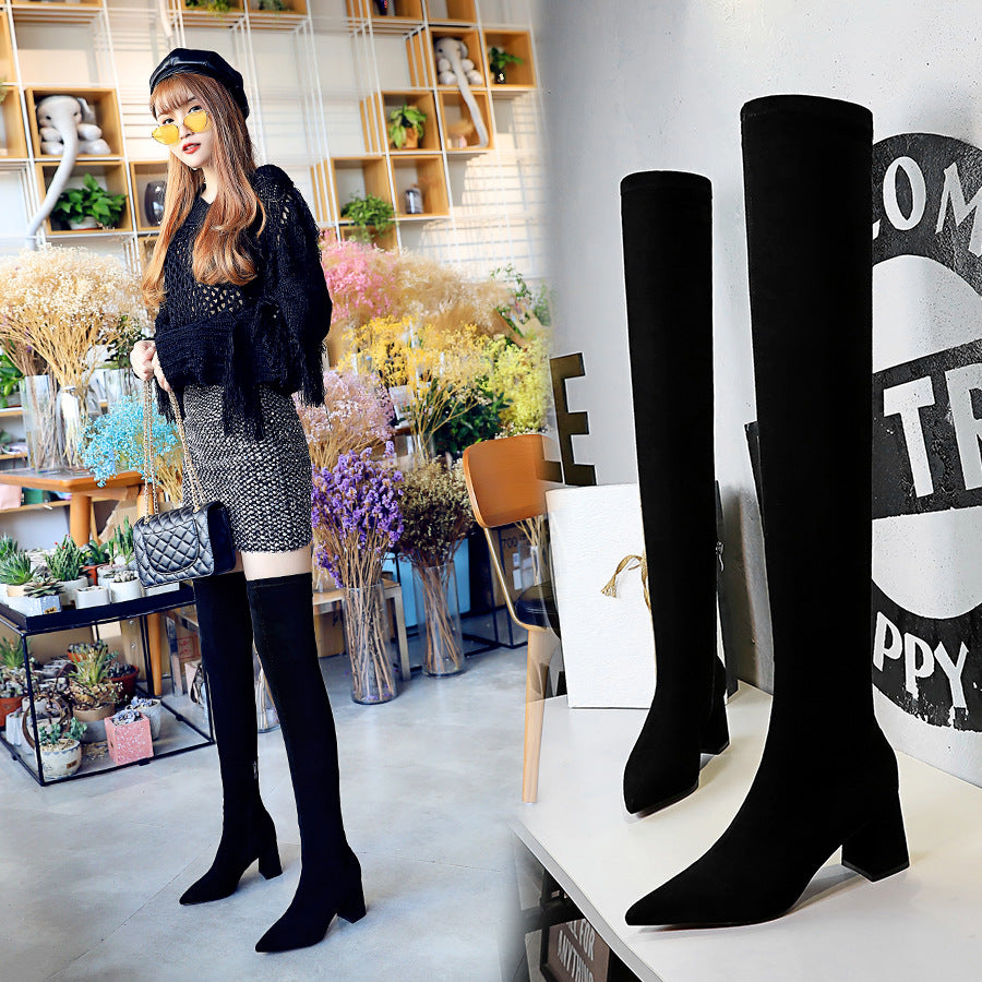 Women's High Heel Pointed Suede Sexy Boots