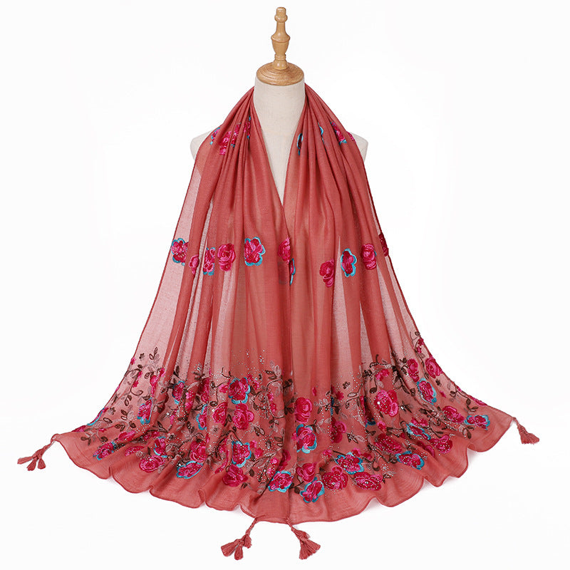 Ladies Travel Often Shawl Embroidery