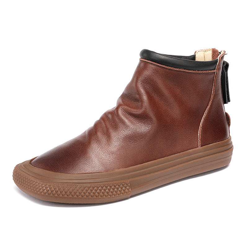 Women's Retro Top Layer Cowhide Martin Boots
