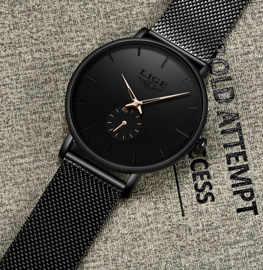 Men's mesh belt quartz watch