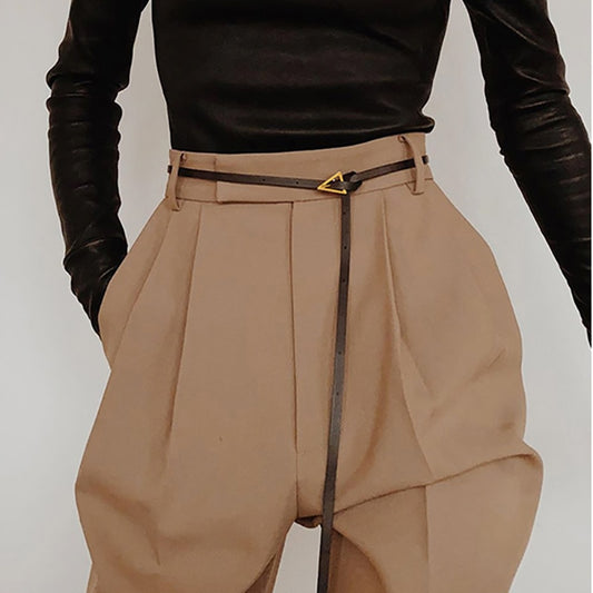 Ladies Triangle Fashion Decorative Thin Leather Belt