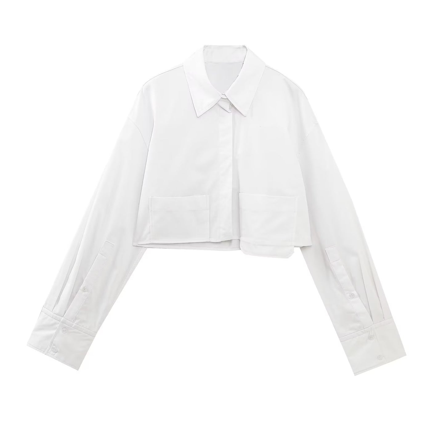 Spring Cross Border Women's Urban Casual Striped Poplin Short Shirt