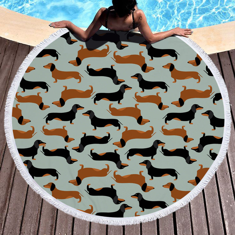 Round printed beach towel