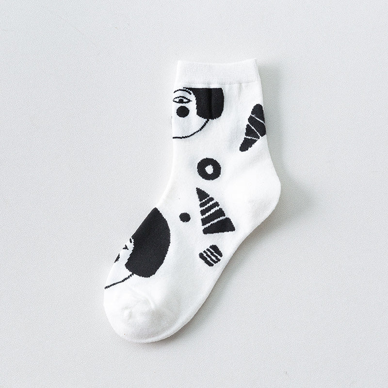 Ladies black and white striped socks