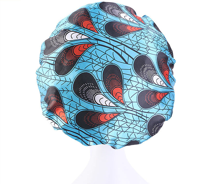 Printed Satin Round Wide Brim Stretch Nightcap