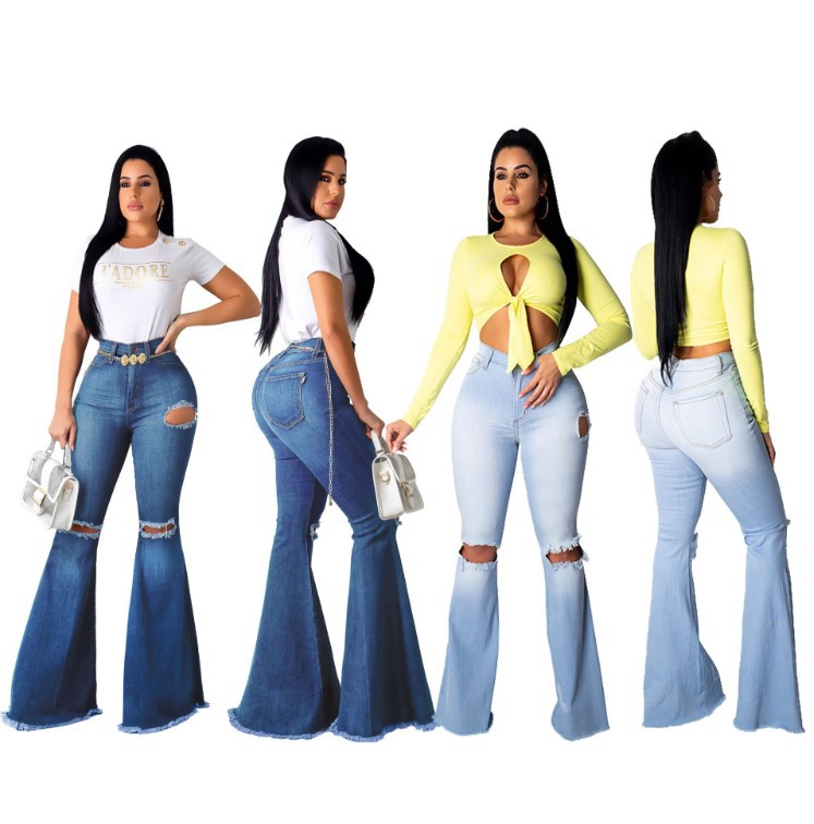 High-waisted flared pants