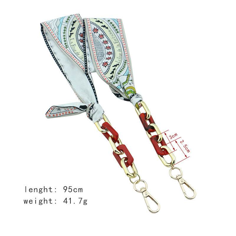 Retro Print Silk Scarf Glasses Chain Hat Windproof Hanging Chain