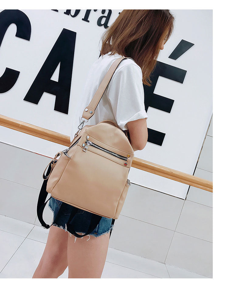 Fashion All-match Soft Leather Personalized School Bag