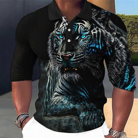 Long Sleeve Button-down Polo Shirt Casual Fashion