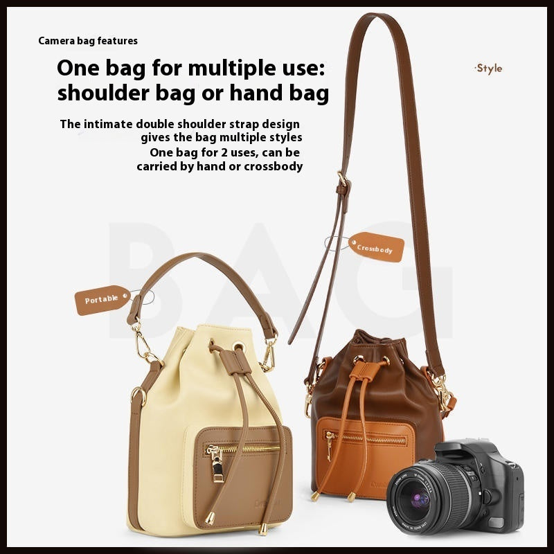 Drawstring Micro Single Camera Shoulder Bucket Bag