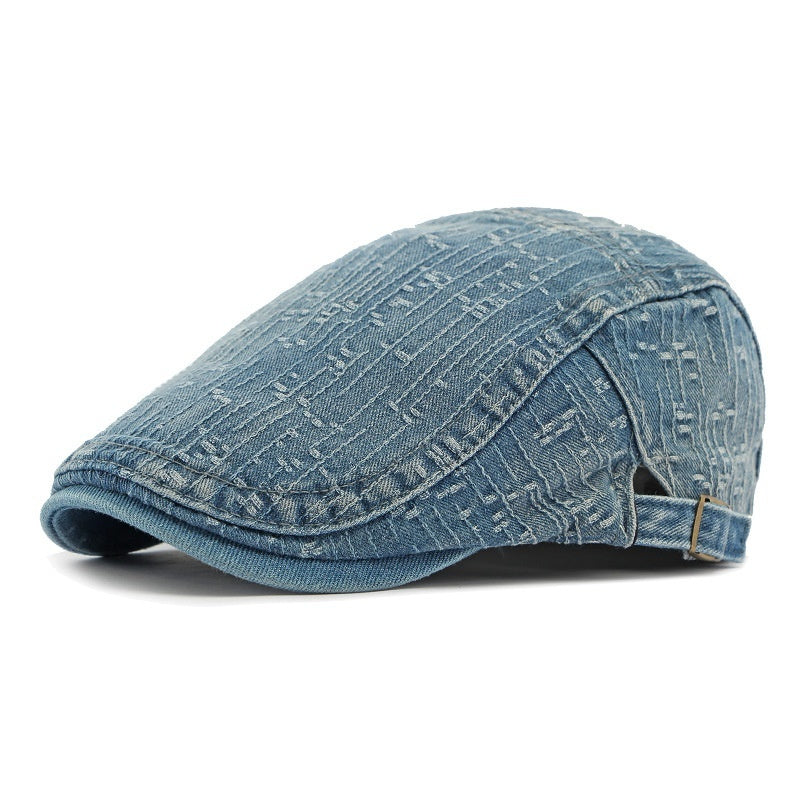 Korean Style Fashion Wash Denim Hat Lady Literature Retro Beret Cotton