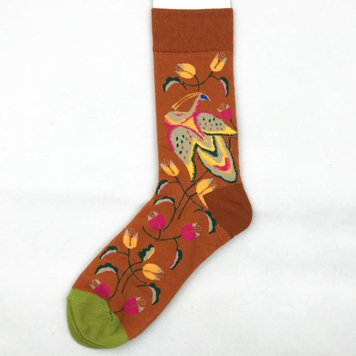 Mid tube ladies cotton cartoon socks jacquard socks