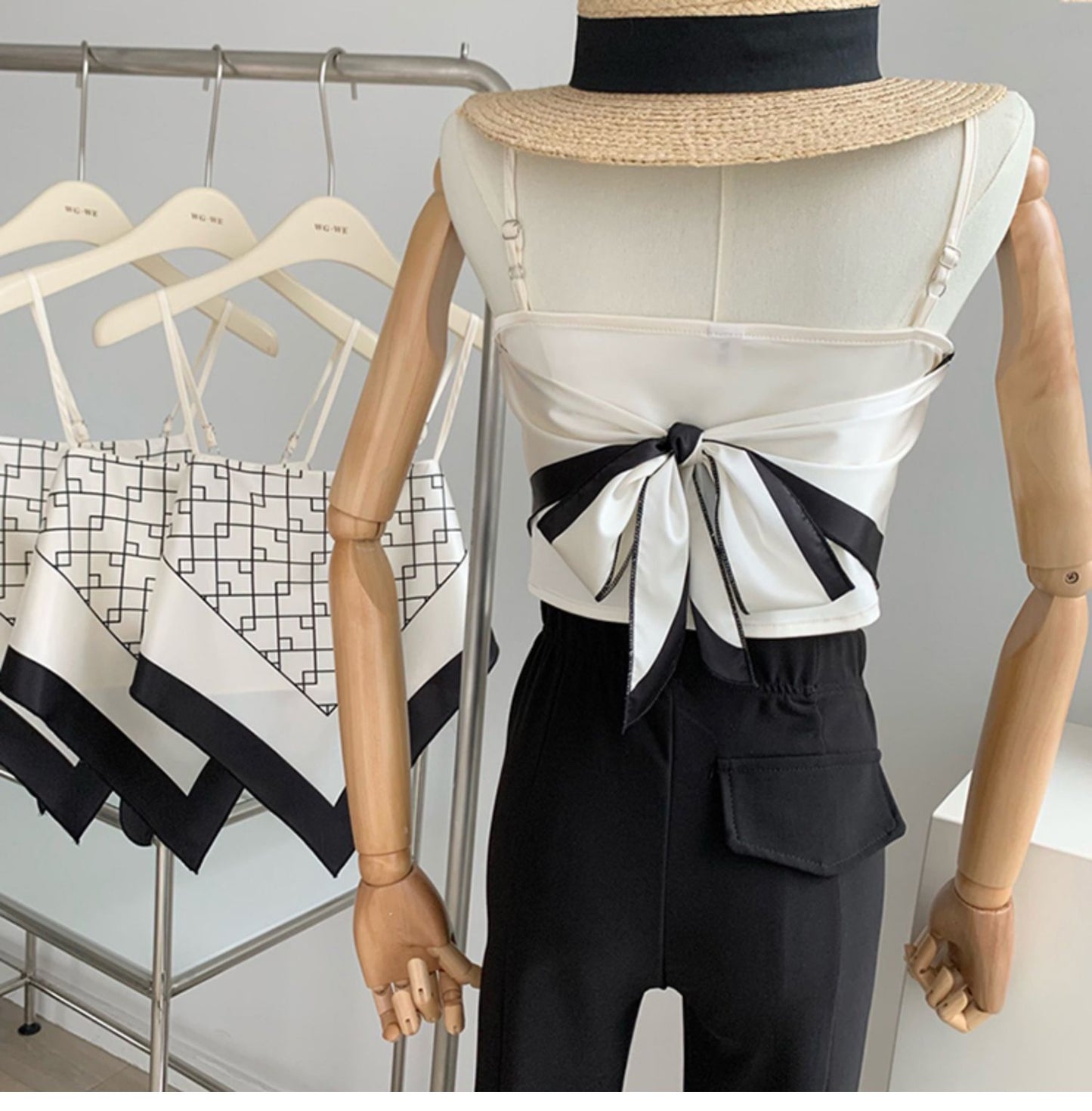 Satin Bow Suspenders Vest Women's Regular Vacation Top