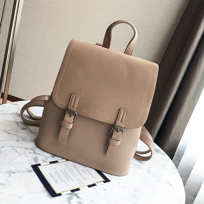 Korean solid color schoolgirl's backpack
