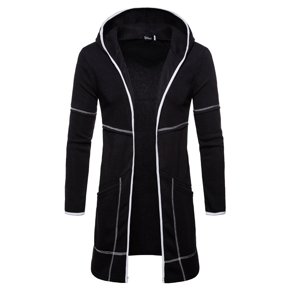 Men's Long Sleeve Mid-length Cardigan Hooded Solid Color Men's Youth Sweater