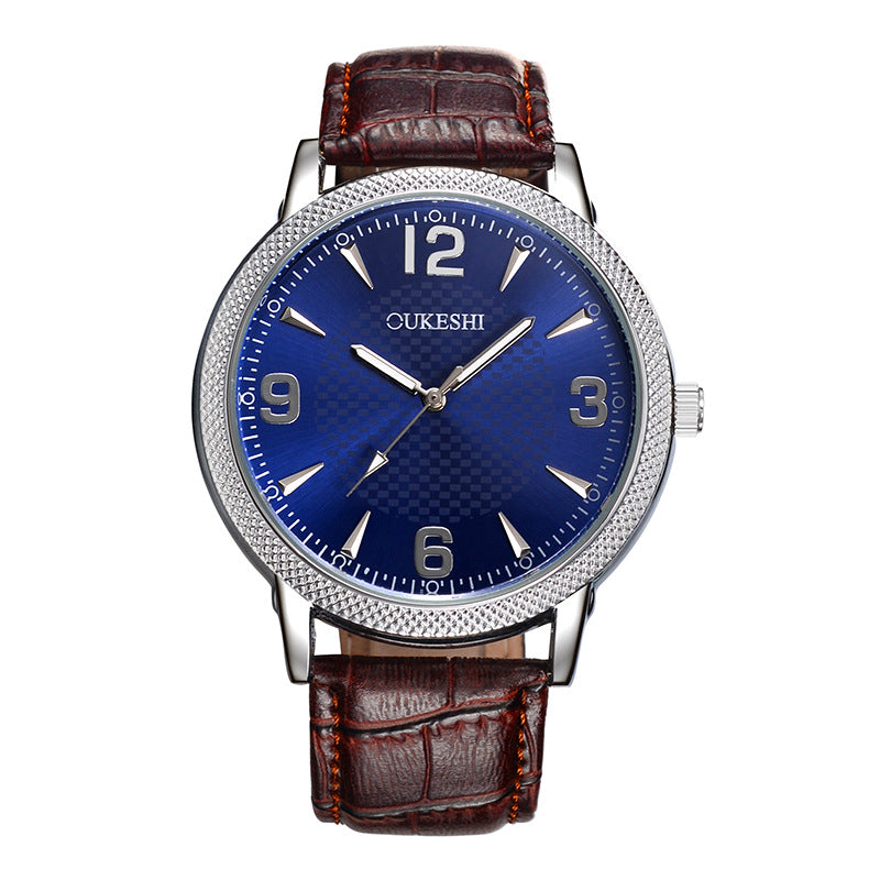OUKESHI okshishi fashion simple sword nail plaid belt waterproof quartz men's watch