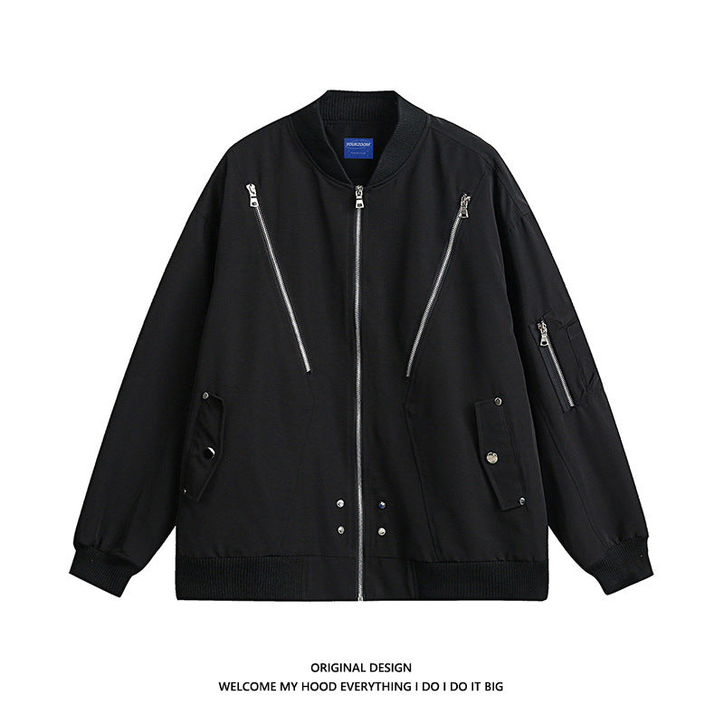 American Pilot Jacket Men's Autumn Fashion Brand Loose Black Advanced