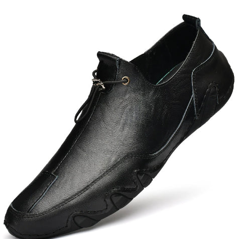 Herresko i læder, afslappede, åndbare, slip-on