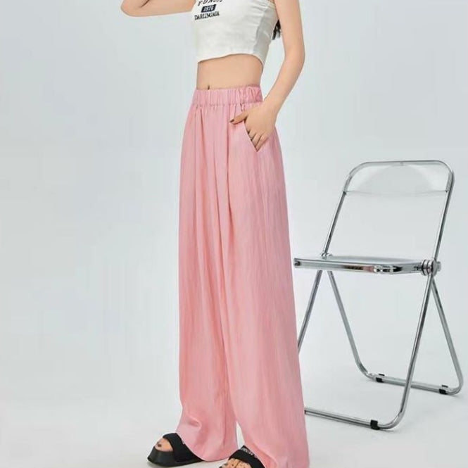 Summer High Waist Thin Man Drooping Lazy Narrow Version Of Wide Leg Pants Drooping