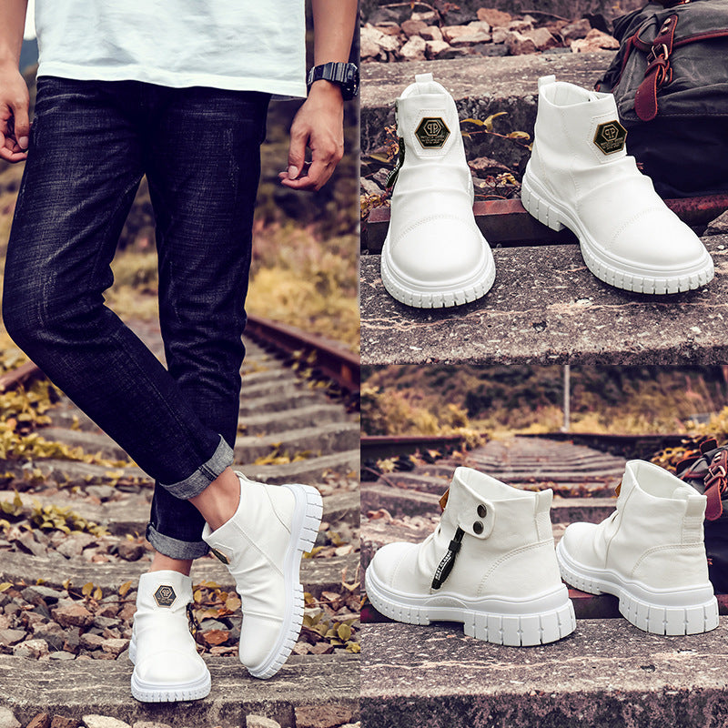 Men's All-match Round Toe Mid-cut Leather Boots