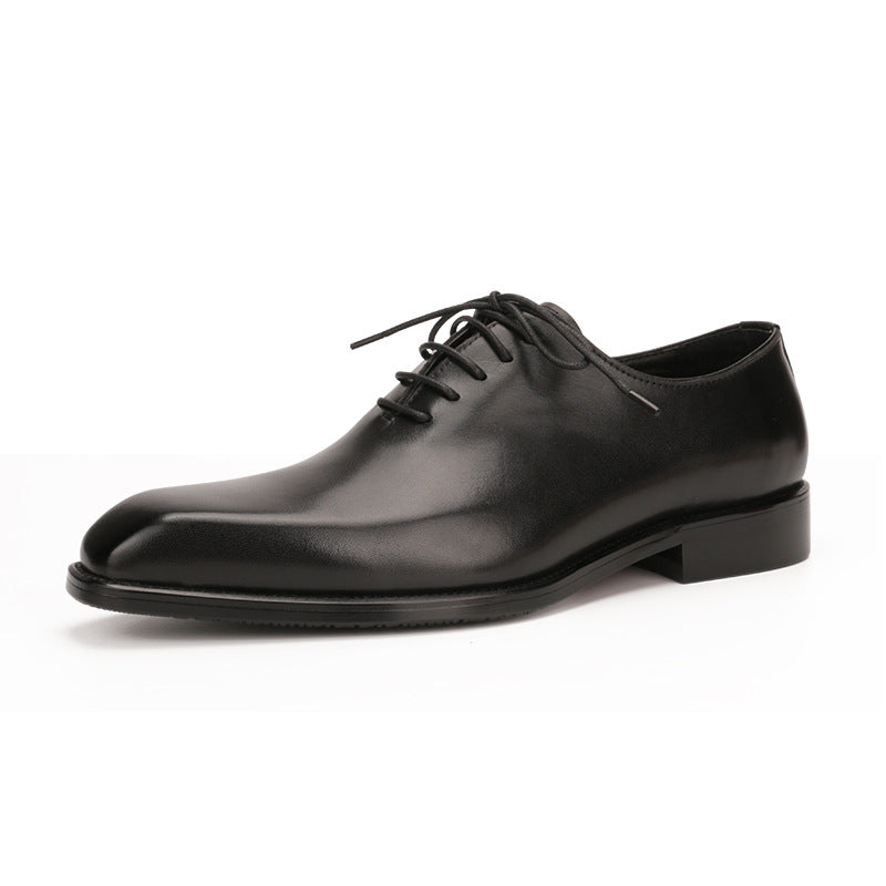 Pure Color Top Layer Cowhide Handmade Leather Suit Men's Shoes