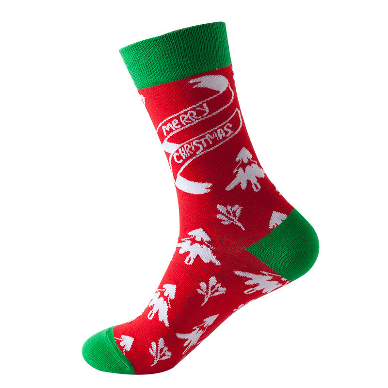 Christmas Tree Snow Elk Gift Cotton Happy Socks