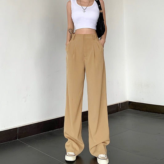 Women's Retro High Waist Slim Loose Casual Pants