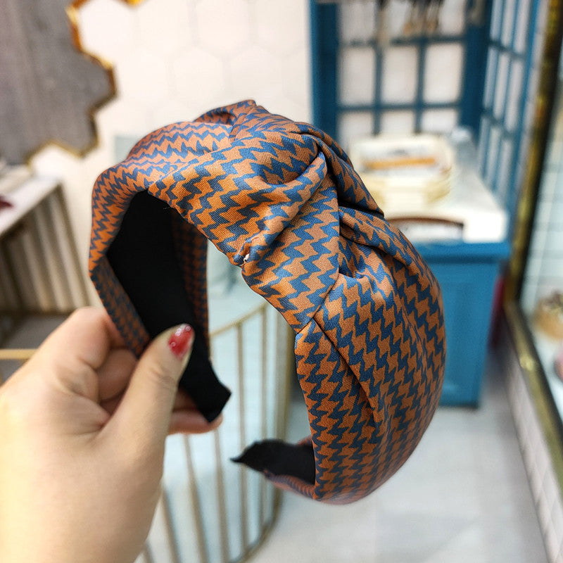 Vintage Houndstooth Print Hairpin Headband