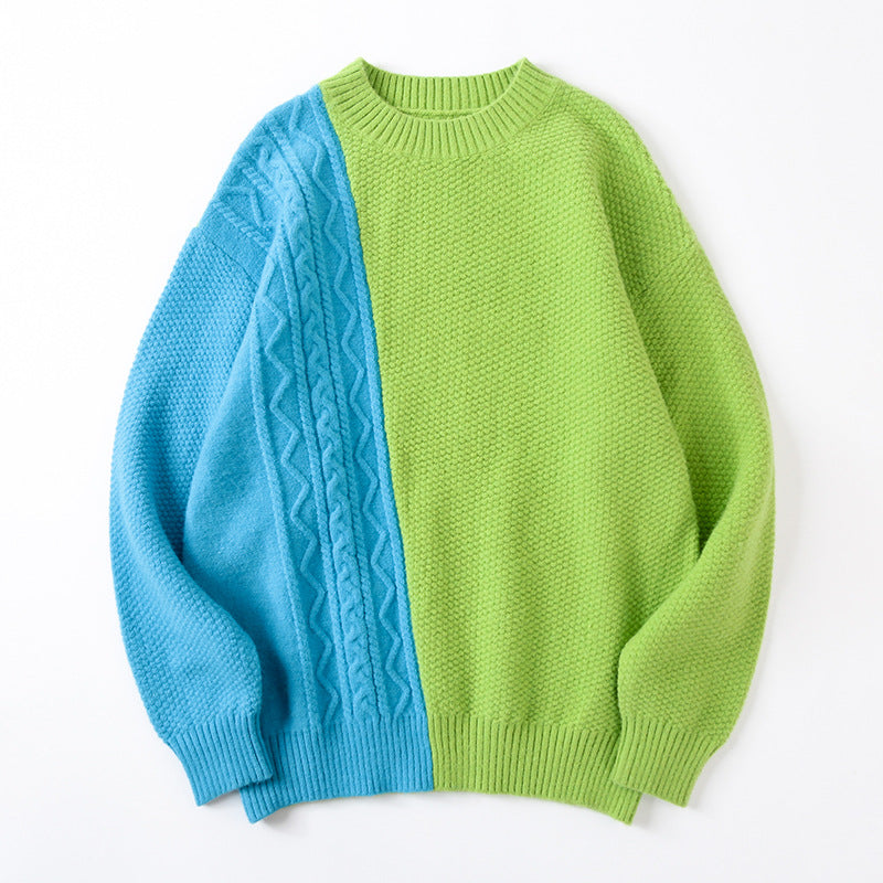 Pullover Couple Stitching Loose Sweater