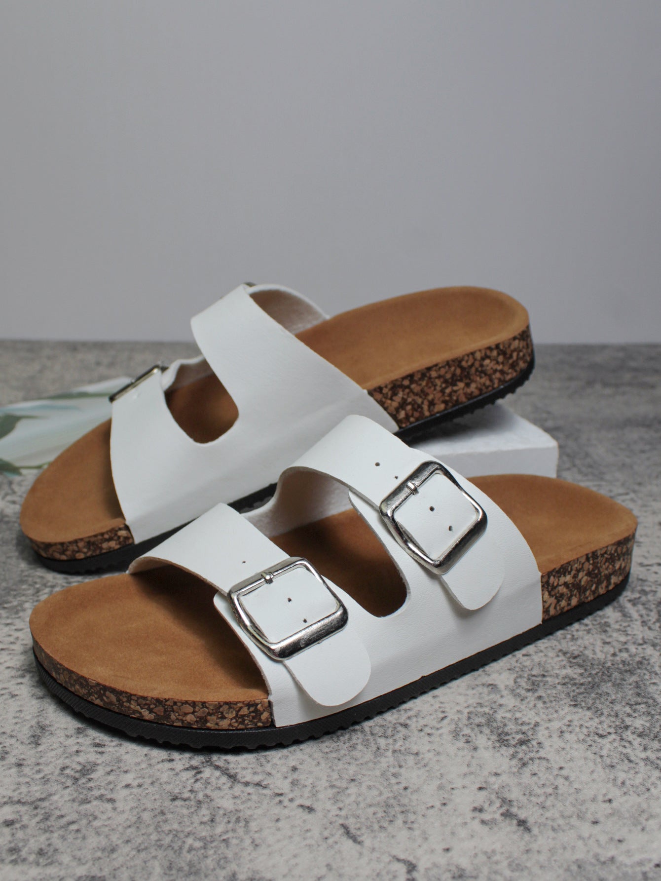 PU Surface Cork Sole Beach Slippers
