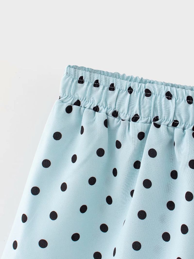 In summer , polka dot with floured flaring dot shorts