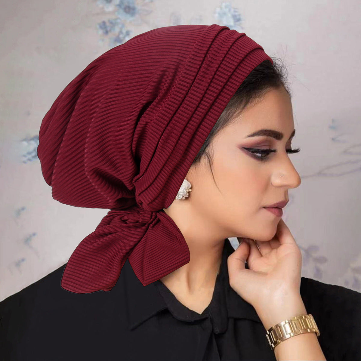 Solid Color Thread Long Tail Tam-o'-shanter Women's Hat