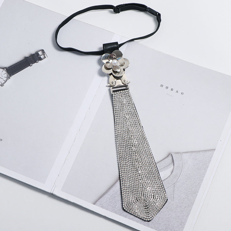 Women's Preppy Style All-match Professional Casual Decoration Tie Black Leather