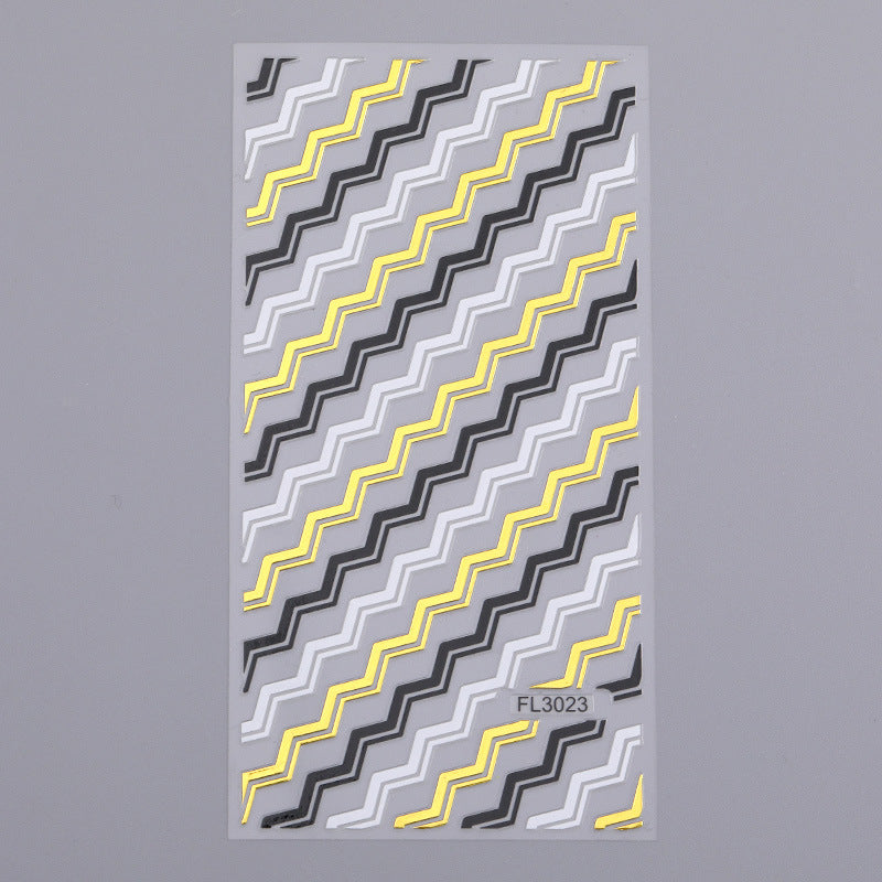 Nail Art 3d Hot Stamping Line Sticker Stripe Wave Adhesive Sticker