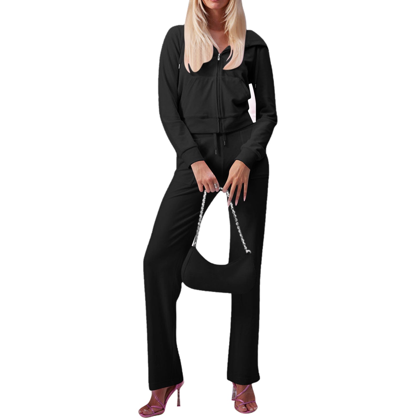 Stylish Casual Silver Fox Velvet Cardigan Two-piece Set