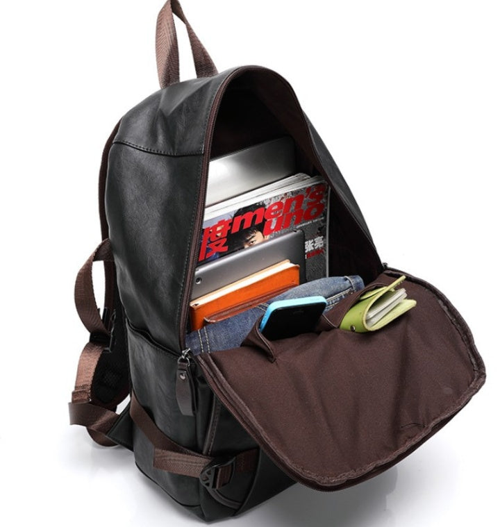 New Men's Backpack Fashion Style Leather Middle School Bag Men's Bag