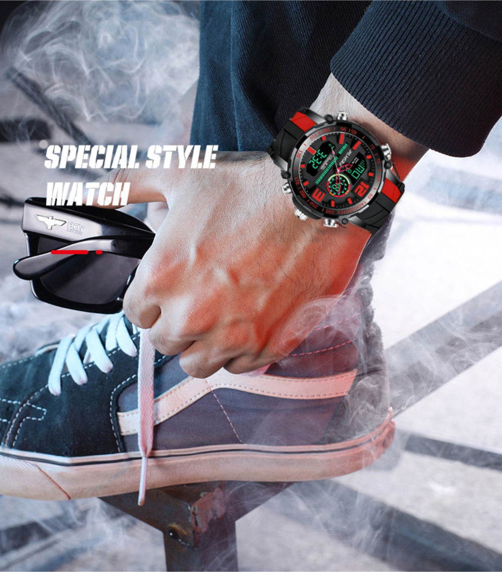 Sports multifunctional dual display men's watch