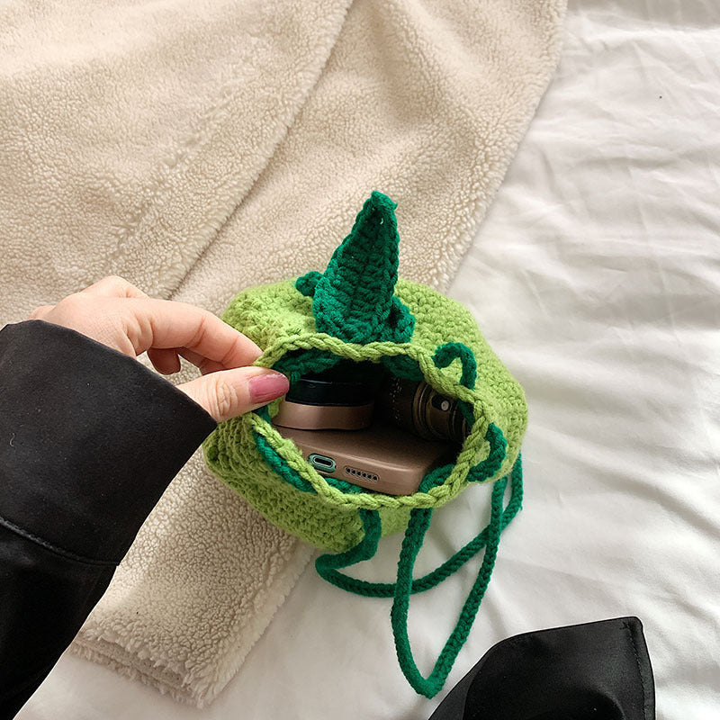 INS Pure Handmade Wool Hook Woven Bag For Children's Crossbody