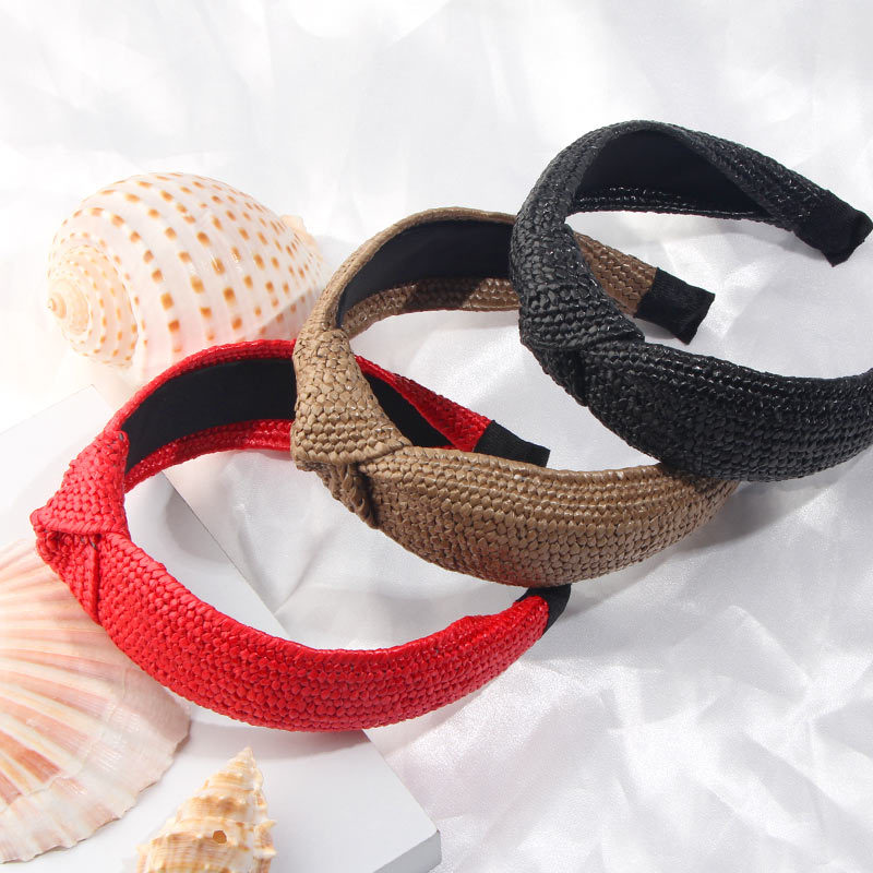 Hand woven raffia hair band