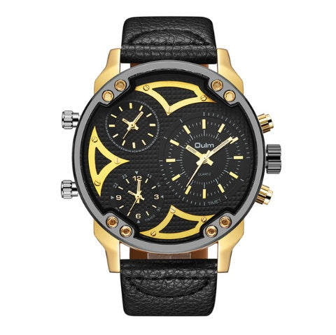 OULM 3548A domineering round quartz watch three movement large dial men's watch