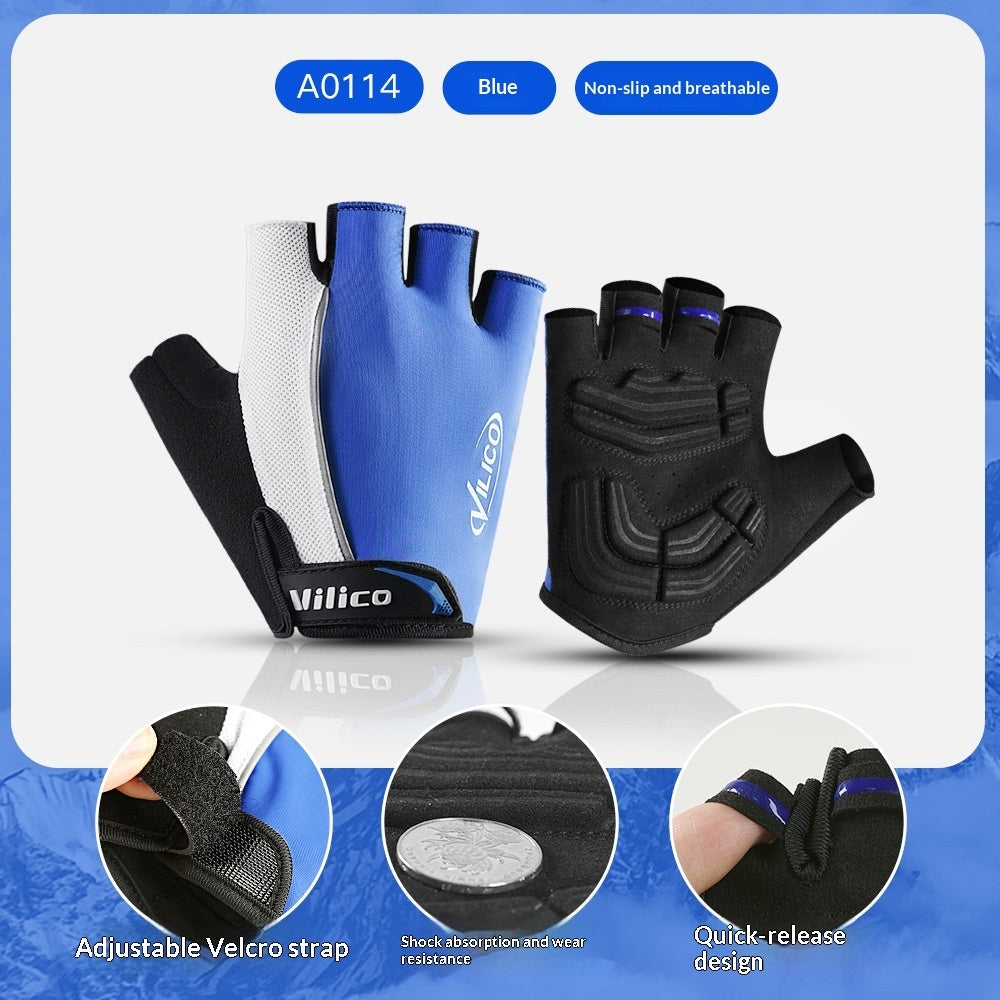 Åndbare skridsikre unisex-landevejscykelhandsker med halve fingre