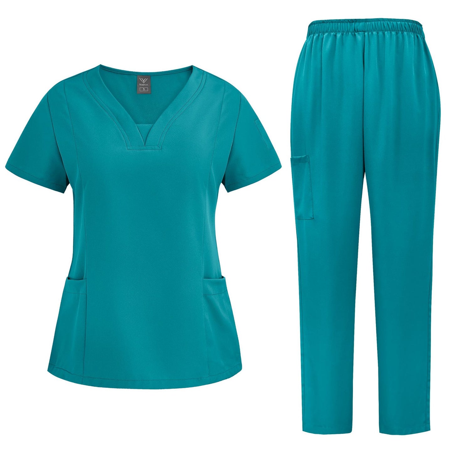 Women's Casual Loose Solid Color Nurse Workwear Set