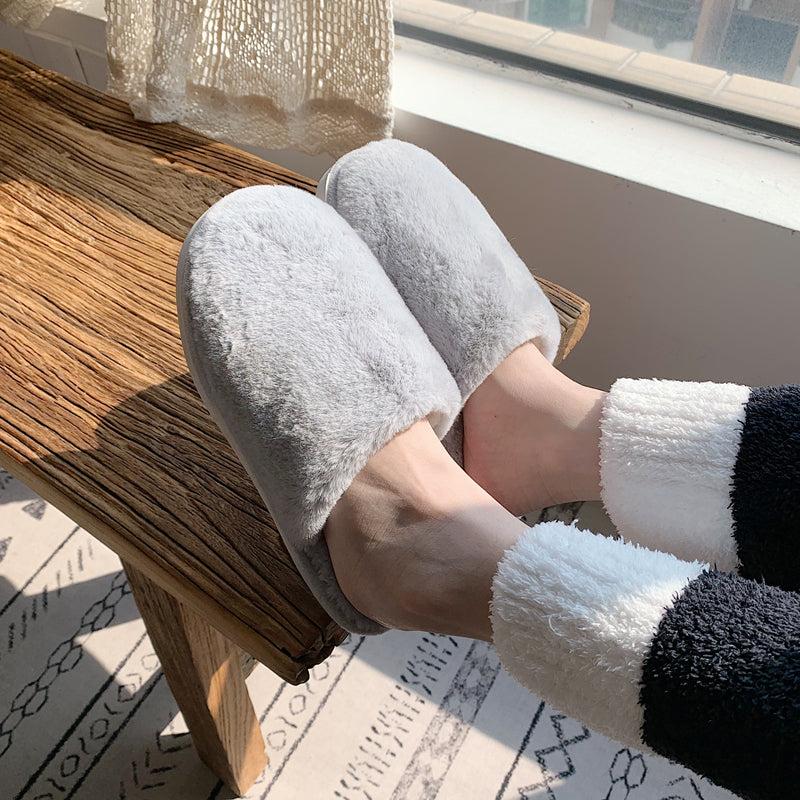 Winter indoor pure color cotton slippers