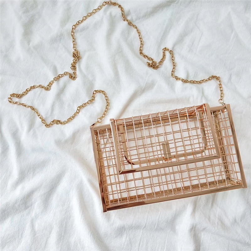 Iron frame bag metal chain crossbody bag