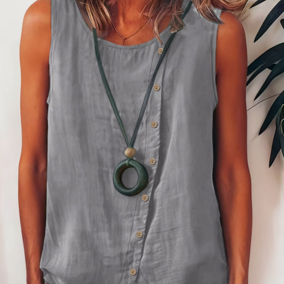 Women's Bohemian Sleeveless Button-Front Shirt